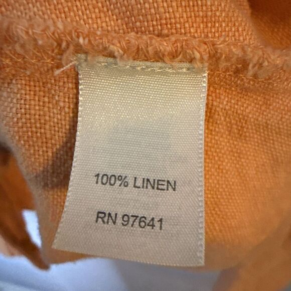 J Jill Womens Utility Jacket 100% Linen Peach Large Button Front Coastal - Picture 7 of 10